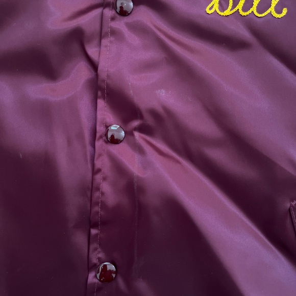 Vintage Swingster Trucker Maroon Snap Satin Chain Stitched Jacket Mens Large - Picture 8 of 14